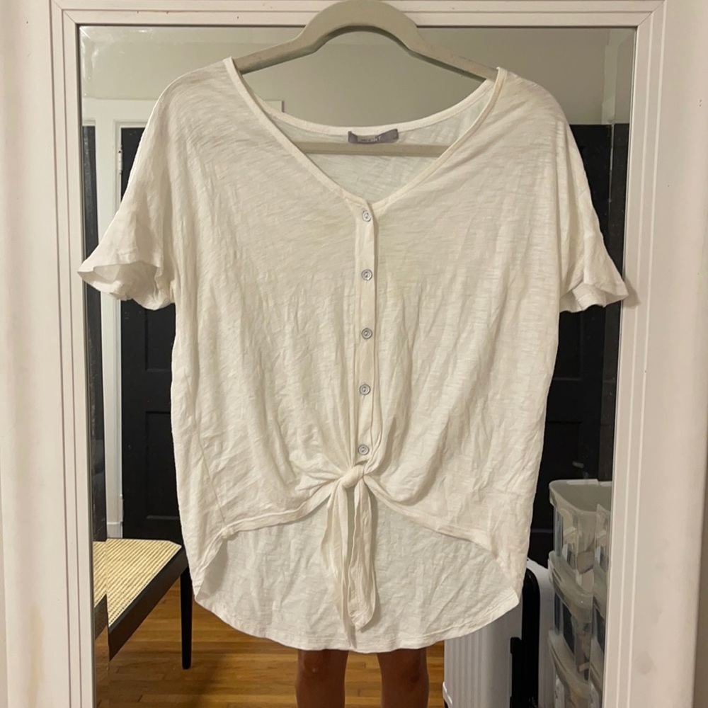 Tart tie front white top